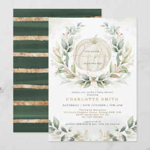 Chic Pompoen Greenery Gouden Herfst Krans Baby sho Kaart