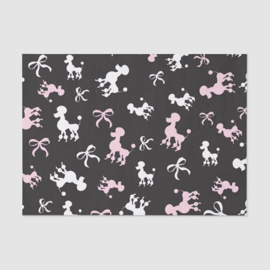 Chic Poodles Roze en Zwart Tissuepapier (Voorkant)