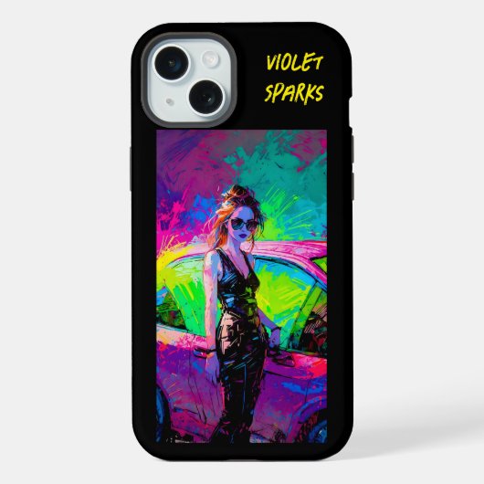 Chic Pop Art Anime Vrouw met Auto iPhone case Hoesje (Achterkant)