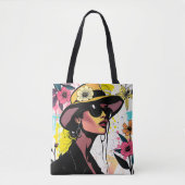 Chic Pop Bloemenduet Tote Bag (Voorkant)