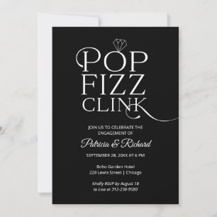 Chic Pop Fizz Clink Engagement Party Aankondiging