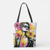 Chic Pop Floral Duet Tote Bag (Achterkant)