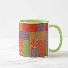 Chic Poppies Faux-patchwork Ringer Coffee Mok