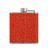 Chic Poppy Buds op Bright Red Hip Flask Heupfles (Achterkant)