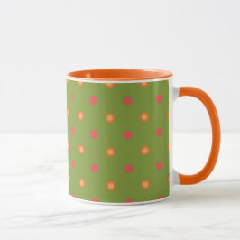 Chic Poppy Colors Polka Dots Ringer Coffee Mok