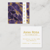 *~* Chic Popular Gold Dark Paarse Marble Makeup Vierkante Visitekaartje (Voorkant / Achterkant)