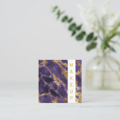 *~* Chic Popular Gold Dark Paarse Marble Makeup Vierkante Visitekaartje (Staand voorkant)