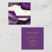 *~* Chic Popular Gold Glitter Paars Agate Beauty Vierkante Visitekaartje (Voorkant / Achterkant)