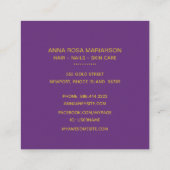 *~* Chic Popular Gold Glitter Paars Agate Beauty Vierkante Visitekaartje (Achterkant)