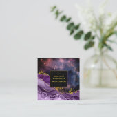 *~* Chic Popular Gold Glitter Paars Agate Geode Vierkante Visitekaartje (Staand voorkant)