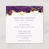 *~* Chic Popular Gold Glitter Paars Agate Haar Vierkante Visitekaartje (Achterkant)