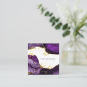 *~* Chic Popular Gold Glitter Paars Agate Haar Vierkante Visitekaartje (Staand voorkant)