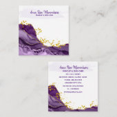 *~* Chic Popular Gold Glitter Paars Geode Agate Vierkante Visitekaartje (Voorkant / Achterkant)