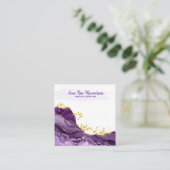 *~* Chic Popular Gold Glitter Paars Geode Agate Vierkante Visitekaartje (Staand voorkant)