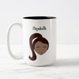 Chic Portret: Aanpasbare Illustratie van een Bruin Tweekleurige Koffiemok