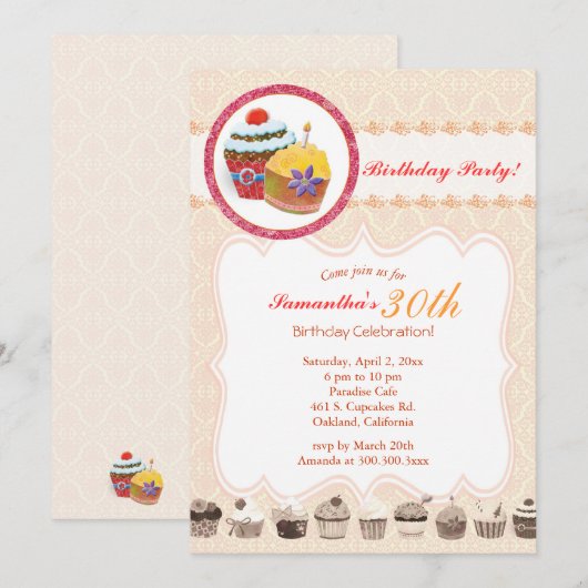 Chic Posh Cupcakes 30ste verjaardag Kaart (Voorkant / Achterkant)