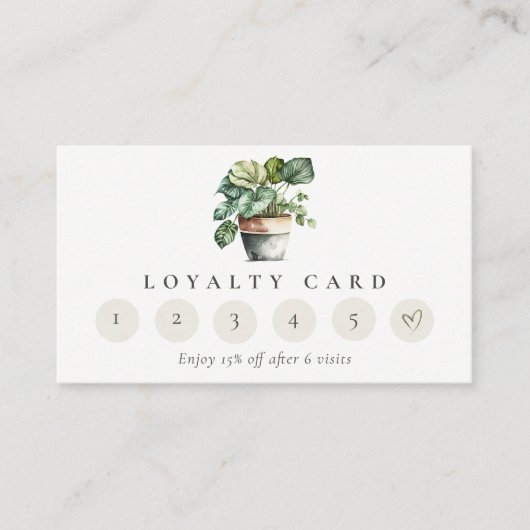 Chic Potted Leafy House Planten 6 Punch Loyaliteit Visitekaartje (Voorkant)