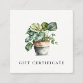 Chic Potted Leafy House Planten Cadeaubon Vierkante Visitekaartje (Voorkant)