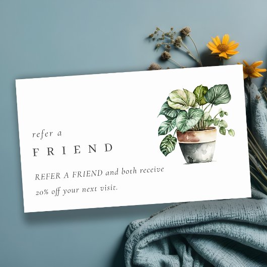 Chic Potted Leafy House Planten verwijzen naar een Visitekaartje