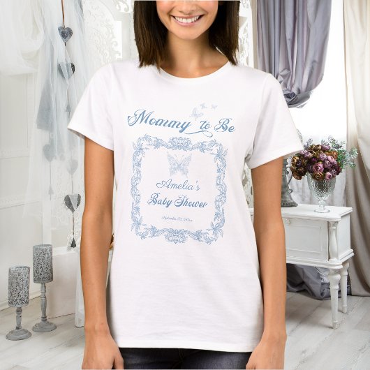 Chic Powder Blue Barok Lijst Mama to Be T-shirt