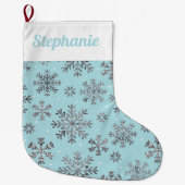Chic Powder Blue Christmas w / Elegante sneeuwvlok Grote Kerstsok (Voorkant)