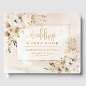 Chic Powder Pink Boho Floral Wedding Guest Book Gastenboek (Voorkant)
