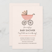 Chic Pram Girl Baby shower Invitation Kaart (Voorkant / Achterkant)