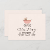 Chic Pram Girl Baby shower Registry Insert Kaart (Voorkant / Achterkant)