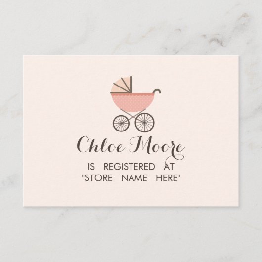 Chic Pram Girl Baby shower Registry Insert Kaart (Voorkant)