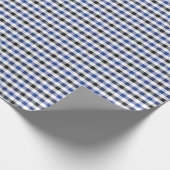 chic preppy blue zwarte gingham patroon monogram cadeaupapier (Hoek)