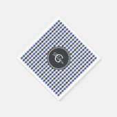 chic preppy blue zwarte gingham patroon monogram servetten (Hoek)