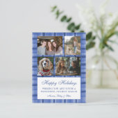 Chic Preppy Plaid Hanukkah Custom 4 Fotocollage Feestdagenkaart (Staand voorkant)