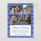 Chic Preppy Plaid Hanukkah Custom 4 Fotocollage Feestdagenkaart (Voorkant)