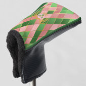 Chic Preppy Roze Groen Argyle Monogram Putter Golfheadcover (3/4 voorkant)
