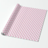 chic preppy roze navy gingham patroonmonogram cadeaupapier (Uitgerold)
