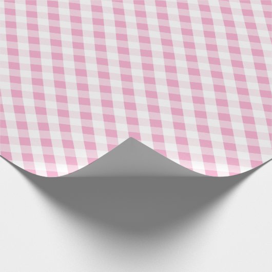 chic preppy roze navy gingham patroonmonogram cadeaupapier (Hoek)