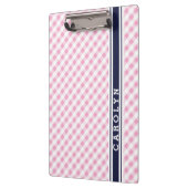 chic preppy roze navy gingham patroonmonogram klembord (Links)