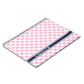 chic preppy roze navy gingham patroonmonogram notitieboek (Linkerzijde)