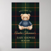 Chic Preppy Teddy Bear Baby Shower  Poster (Voorkant)