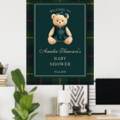 Chic Preppy Teddy Bear Baby Shower Welcome Poster (Thuiskantoor)