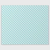 chic preppy turquoise gingham patroon monogram cadeaupapier (Vlak)