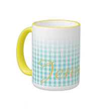 chic preppy turuqoise gingham patroonmonogram