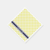 chic preppy yellow navy gingham patroon monogram servet (Hoek)