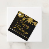 Chic Prettige feestdagen Black Gold Snowflake Cust Bedankjes Labels (In situ)