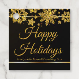 Chic Prettige feestdagen Black Gold Snowflake Cust Bedankjes Labels