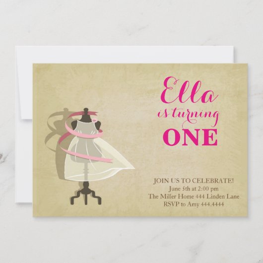 Chic Princess First Birthday Invitations Kaart (Voorkant)