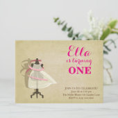 Chic Princess First Birthday Invitations Kaart (Staand voorkant)