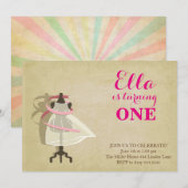 Chic Princess First Birthday Invitations Kaart (Voorkant / Achterkant)
