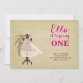Chic Princess First Birthday Invitations Kaart (Voorkant)
