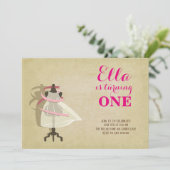 Chic Princess First Birthday Invitations Kaart (Staand voorkant)